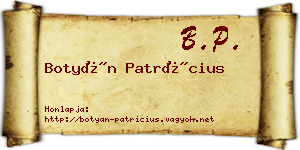 Botyán Patrícius névjegykártya